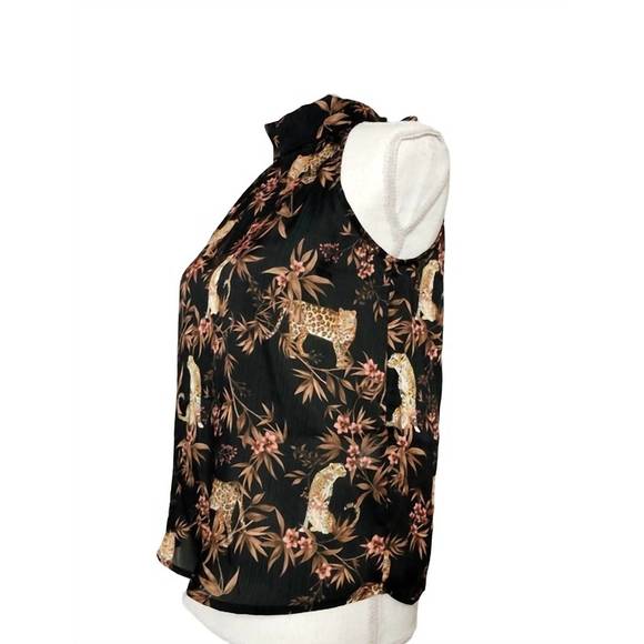 NEW GENERATION LOVE darby leopard tie top in moving leopard - Picture 2 of 3